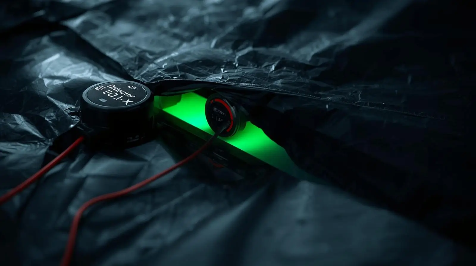 Certified low location lighting measurement on a photoluminescent strip showing luminance data according to ISO 15370 standards