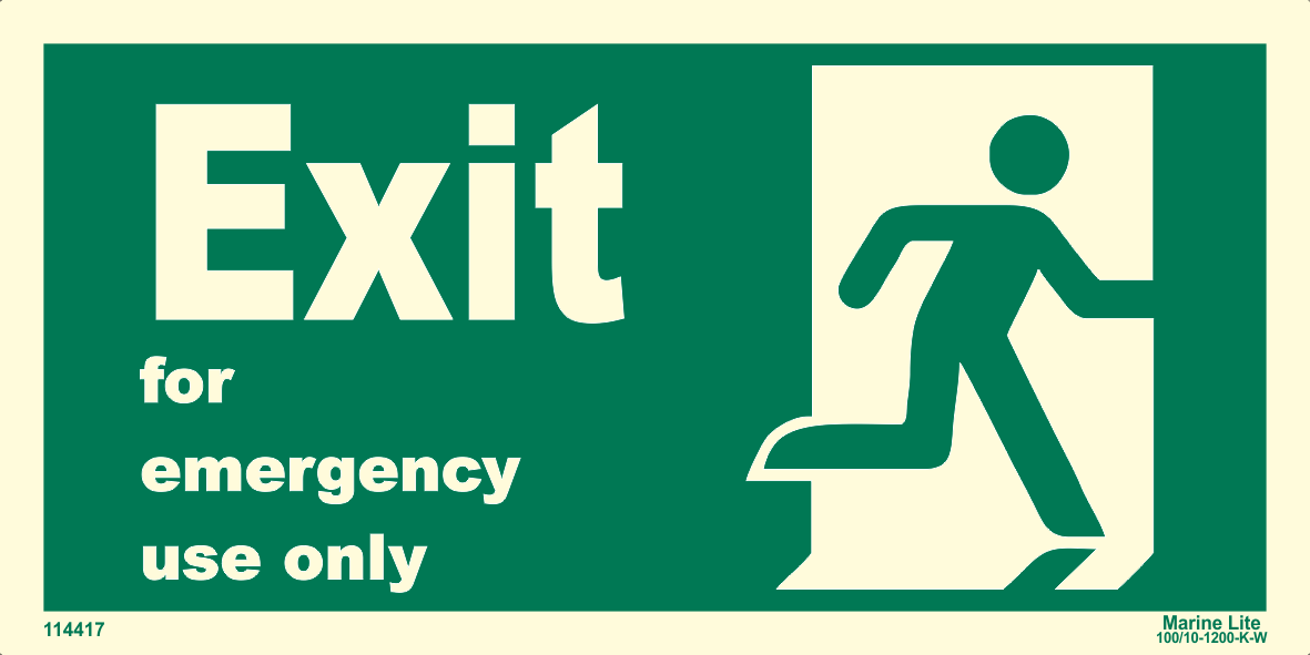 Sign : Exit For Emergency Use Only Plus Symbol Right 114417