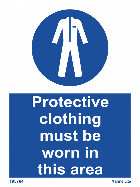 ✓ (MSS) Mandatory Action Signs :: Protective clothing must be worn in this  area 195764 - Products :: Safety Signs & Posters