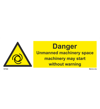 Danger Unmaned Machinery Space, Machinery May Start Without Warning 187542 337542