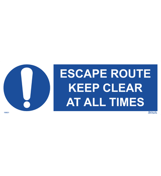 Escape route keep clear at all times 195831 335831